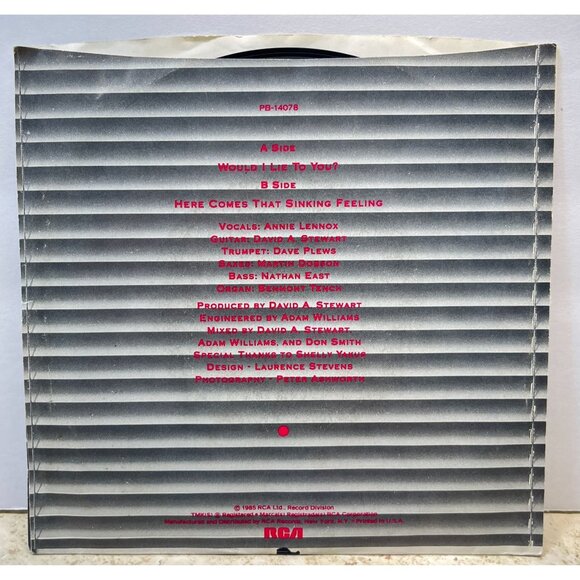 Eurythmics Would I Lie to You / Here Comes That 45 Rock Pop RCA + Picture Sleeve - Picture 3 of 8